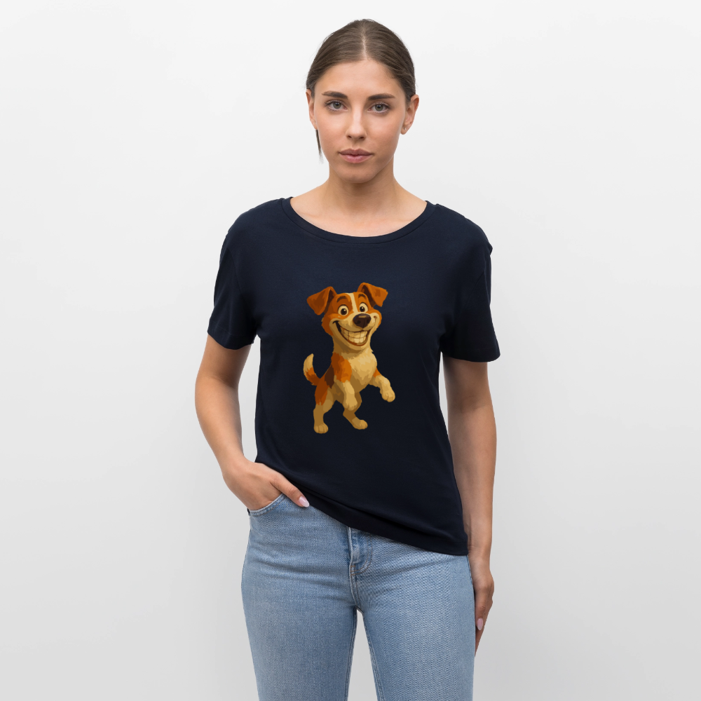 Jack Russell Terrier Shirt breit grinsend – süßer Cartoon Hund, lustiges Motiv für Hundeliebhaber & Geschenkidee für Tierfreunde - Navy