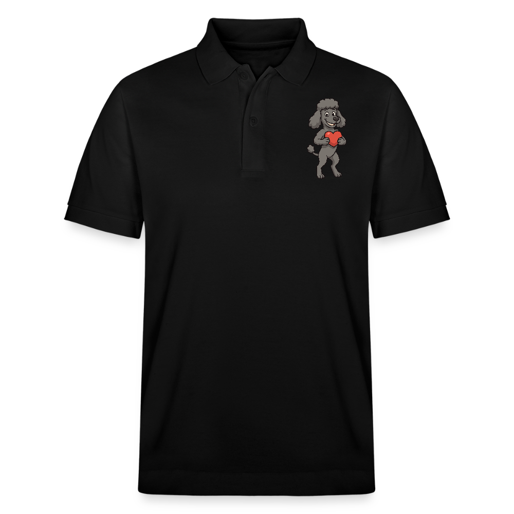 Pudel Poloshirt mit Herz Cartoon – Liebevolles Hunde Motiv für Valentinstag, Geschenke und Hundeliebhaber - Schwarz