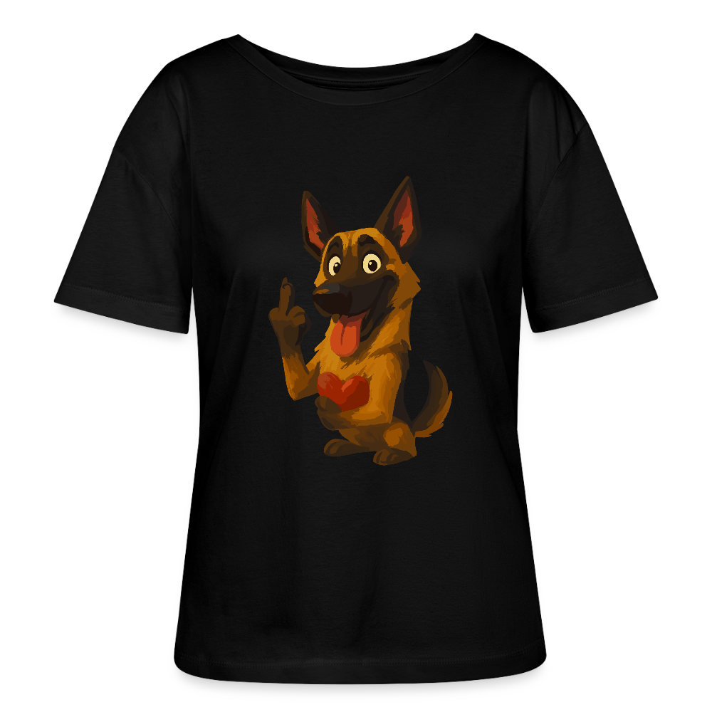 Frecher Malinois Shirt mit Herz – witziges und provokantes Hunde Cartoon Motiv für Hundeliebhaber mit Sinn für Humor - Schwarz