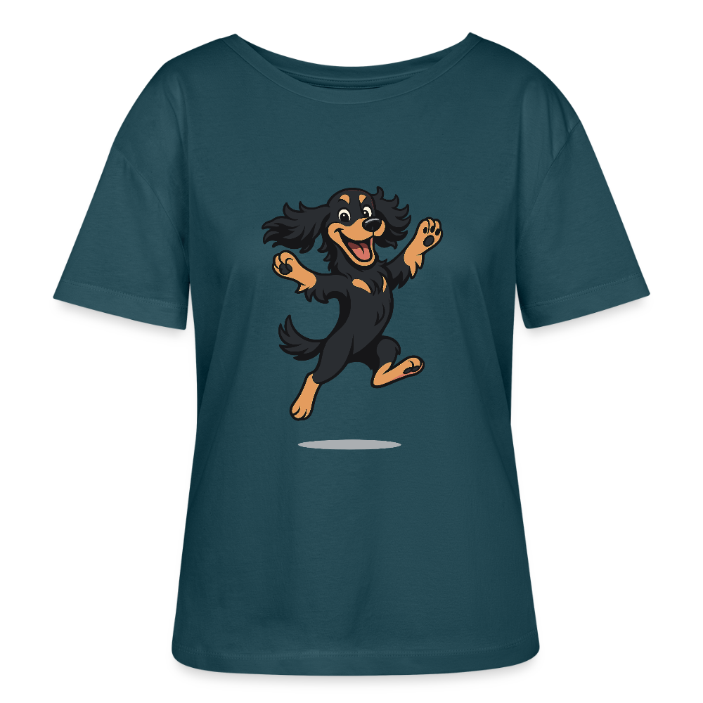 Cocker Spaniel Shirt - fröhlicher hüpfender Cartoon  – lustiges Hundemotiv voller Freude, Geschenkidee für Hundeliebhaber und Tierfreunde - Dunkles Petrol