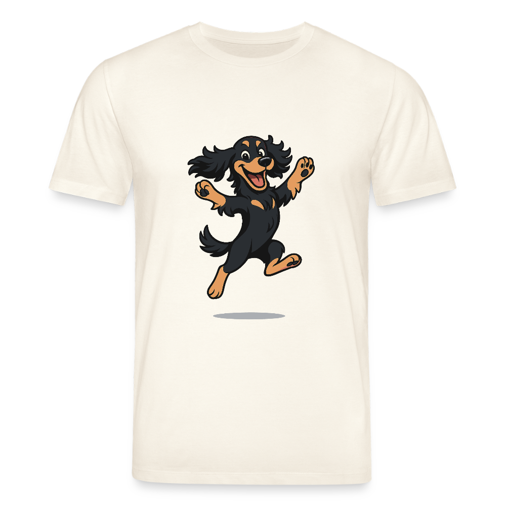 Cocker Spaniel T-Shirt - fröhlicher hüpfender Cartoon  – lustiges Hundemotiv voller Freude, Geschenkidee für Hundeliebhaber und Tierfreunde - Naturweiß