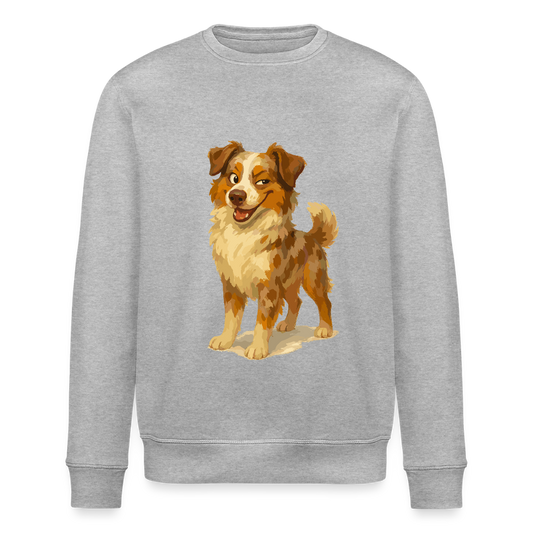 Australian Shepherd Sweatshirt Frecher Cartoon mit verschmitztem Grinsen – Humorvolles Hunde Motiv für Tierfreunde und Geschenkideen - Grau meliert
