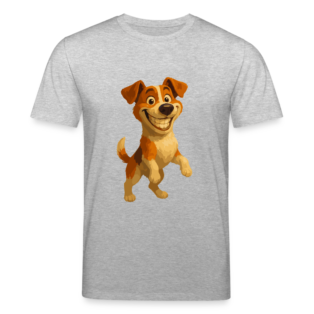 Jack Russell Terrier T-Shirt breit grinsend – süßer Cartoon Hund, lustiges Motiv für Hundeliebhaber & Geschenkidee für Tierfreunde - Grau meliert