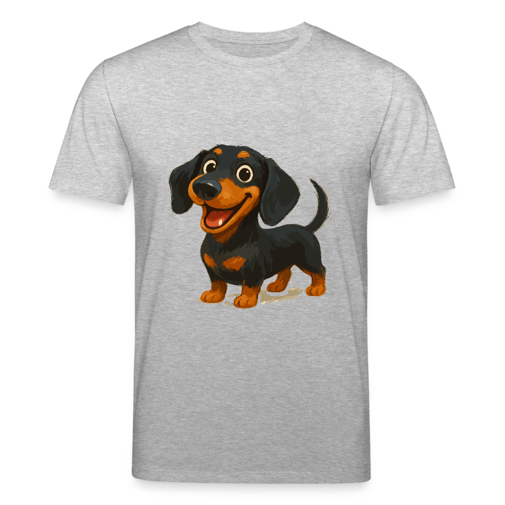 Dackel T-Shirt – Fröhlicher Cartoon Dachshund | Niedlicher Hund Pullover Geschenk für Hundefans - Grau meliert