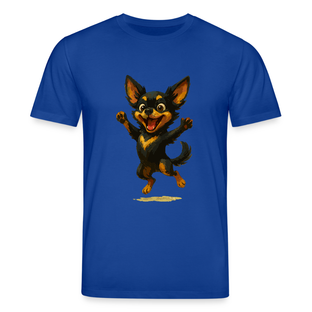 Fröhlicher Chihuahua Cartoon Hund – hüpfendes Tiermotiv voller Lebensfreude, witzige Geschenkidee für Hundefans und Tierfreunde - Dunkelblau