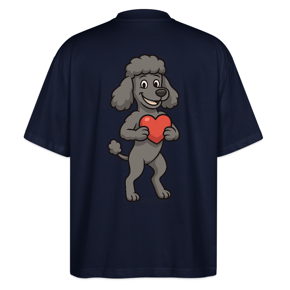 Pudel Oversized mit Herz Cartoon – Liebevolles Hunde Motiv für Valentinstag, Geschenke und Hundeliebhaber - Navy