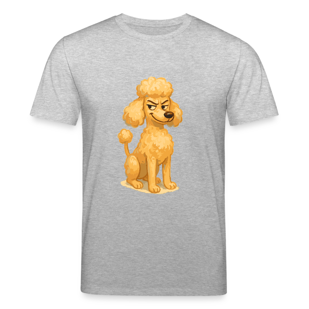 Frecher Pudel T-Shirt Cartoon im Malstil – Humorvolles Hundemotiv für Tierfreunde und Geschenkidee für Hundeliebhaber - Grau meliert