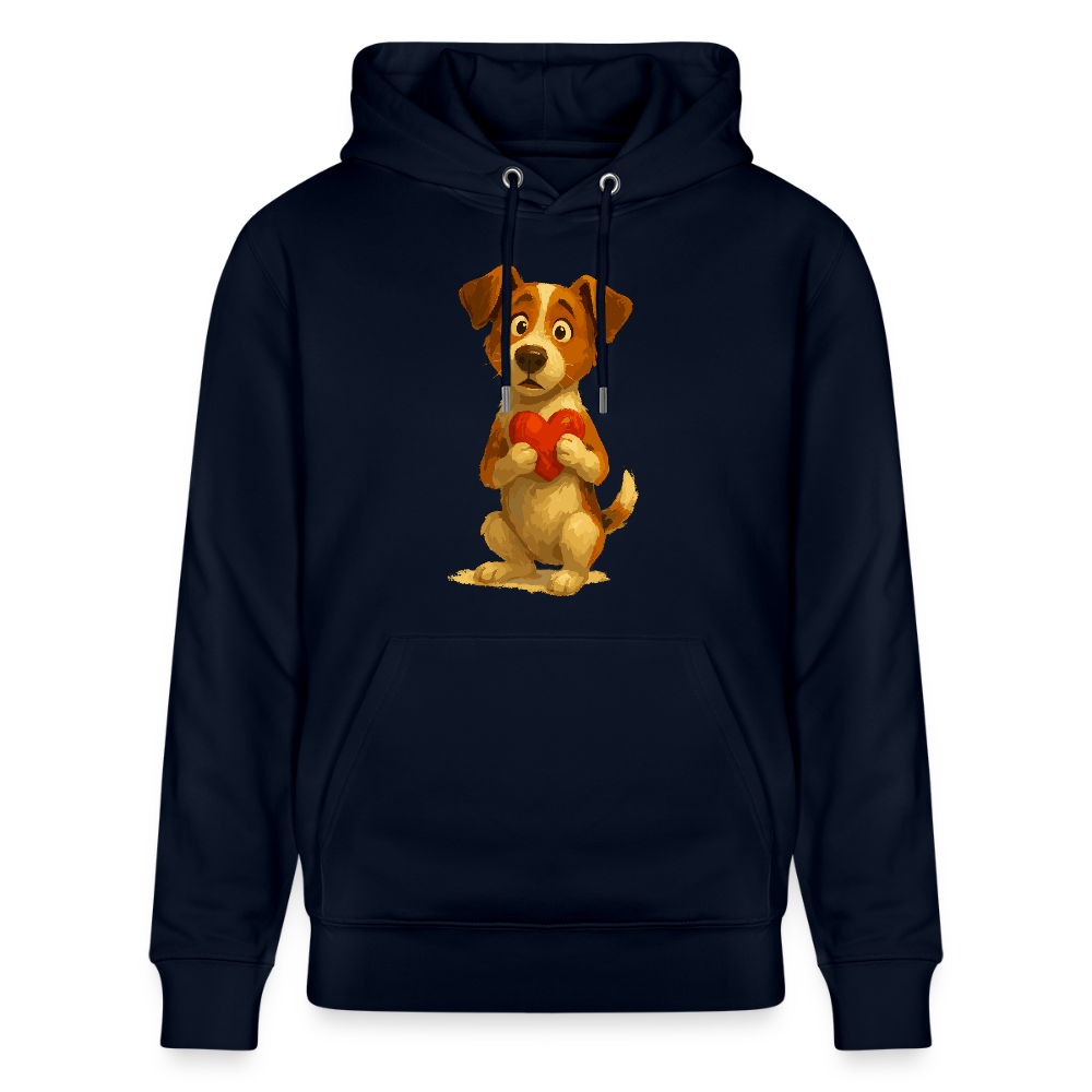 Jack Russell Terrier Hoodie mit Herz – süßes Cartoon Motiv, liebevoller Hund, Geschenkidee für Valentinstag und Hundeliebhaber - Navy