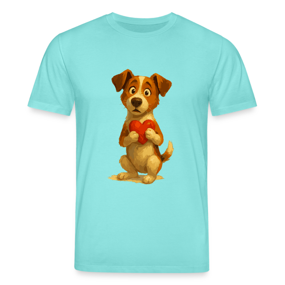 Jack Russell Terrier T-Shirt mit Herz – süßes Cartoon Motiv, liebevoller Hund, Geschenkidee für Valentinstag und Hundeliebhaber - Poolblau