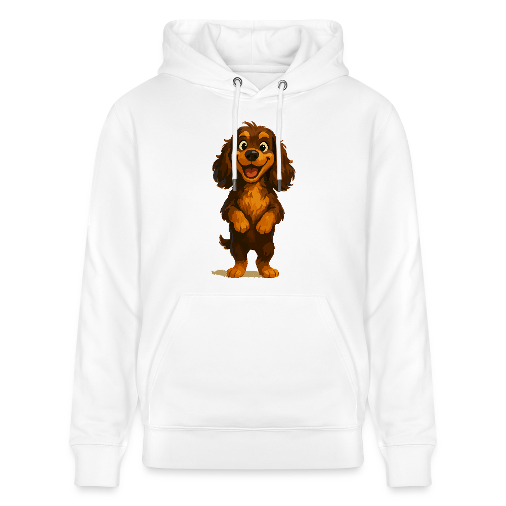 Cocker Spaniel Hoodie breit grinsend – Lustiger Cartoon Hund, fröhliches Motiv für Hundeliebhaber und Tierfreunde - Weiß