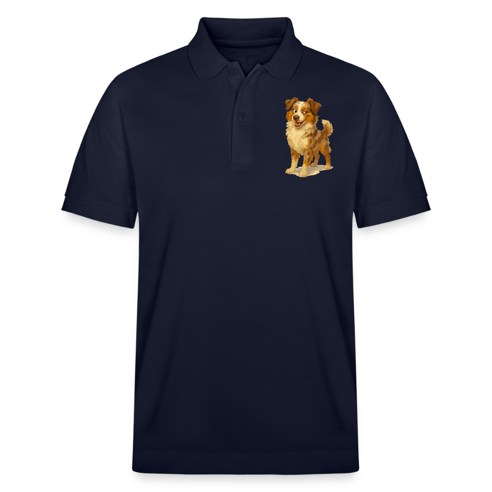 Australian Shepherd Poloshirt Frecher Cartoon mit verschmitztem Grinsen – Humorvolles Hunde Motiv für Tierfreunde und Geschenkideen - Navy