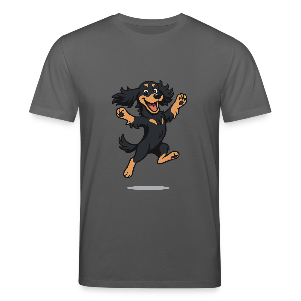 Cocker Spaniel T-Shirt - fröhlicher hüpfender Cartoon  – lustiges Hundemotiv voller Freude, Geschenkidee für Hundeliebhaber und Tierfreunde - Anthrazit
