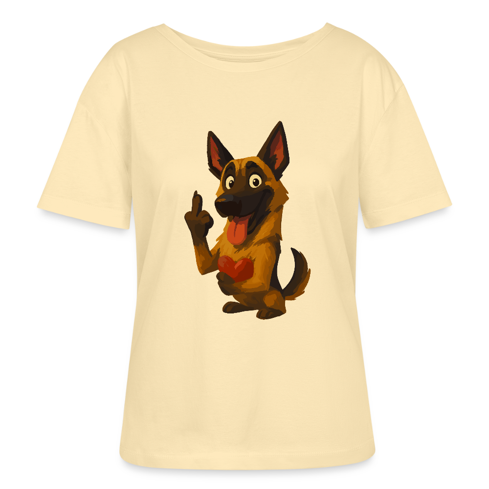 Frecher Malinois Shirt mit Herz – witziges und provokantes Hunde Cartoon Motiv für Hundeliebhaber mit Sinn für Humor - Creme