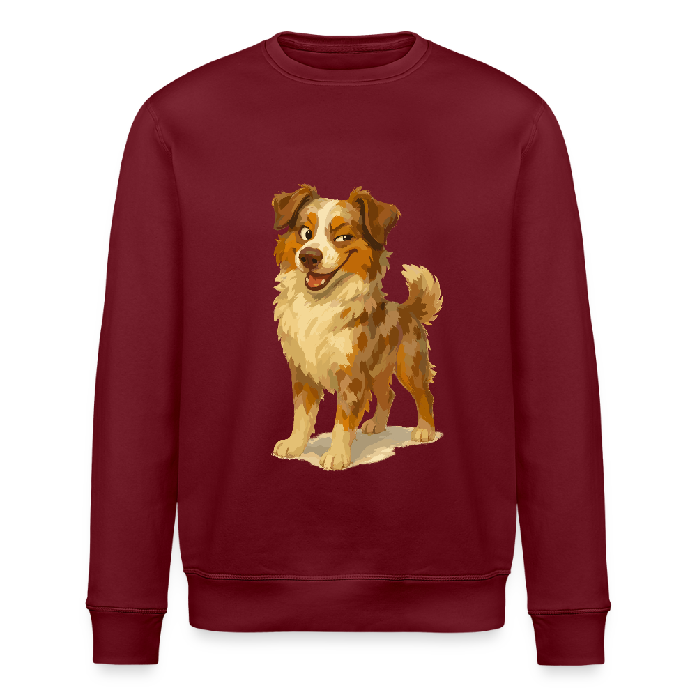 Australian Shepherd Sweatshirt Frecher Cartoon mit verschmitztem Grinsen – Humorvolles Hunde Motiv für Tierfreunde und Geschenkideen - Burgunderrot