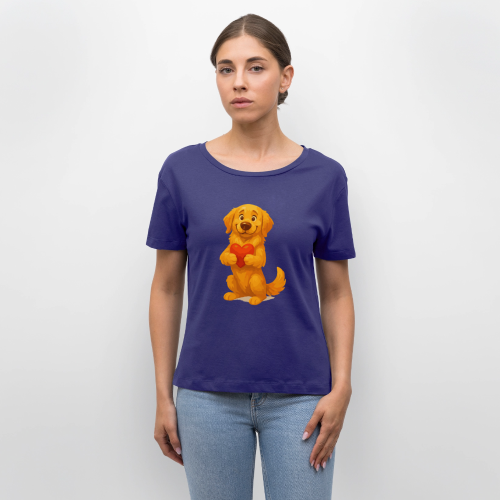 Golden Retriever Shirt mit Herz – süßer Cartoon Hund, liebevolles Motiv für Hundeliebhaber, Valentinstag oder besondere Geschenkideen - Dämmerung