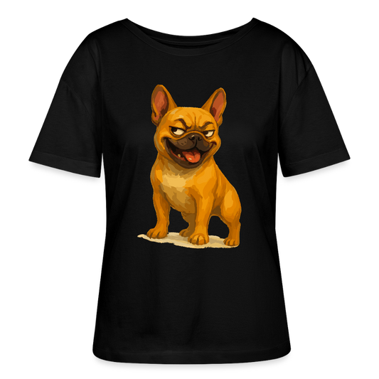 Französische Bulldogge Shirt - Frecher Cartoon mit verschmitztem Grinsen – Humorvolles Hunde Motiv für Tierfreunde und Geschenkideen - Schwarz