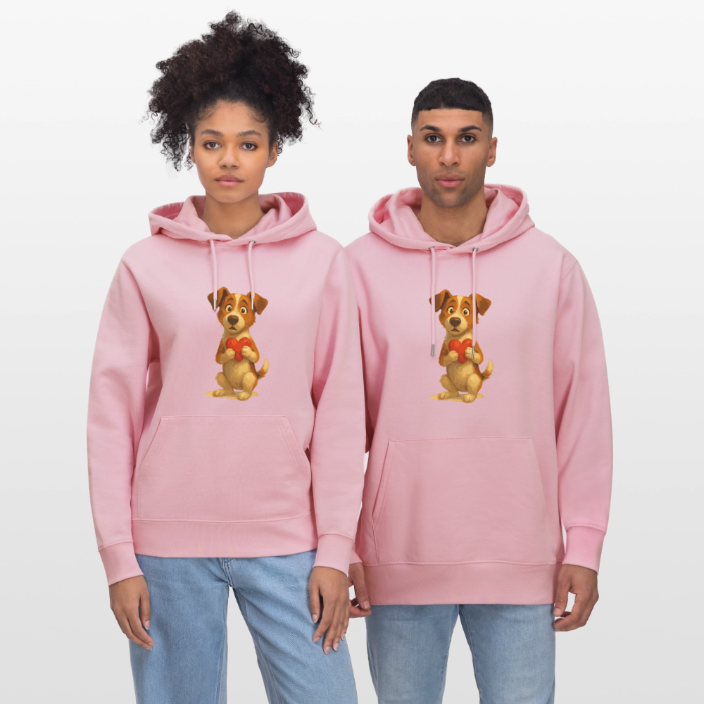 Jack Russell Terrier Hoodie mit Herz – süßes Cartoon Motiv, liebevoller Hund, Geschenkidee für Valentinstag und Hundeliebhaber - Hellrosa