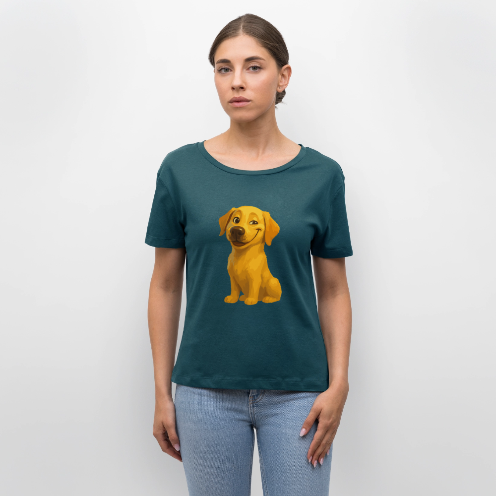 Labrador Shirt – Grinsender Cartoon Hund | Lustiges Geschenk für Hundebesitzer, Hundefans und Labrador-Liebhaber - Dunkles Petrol