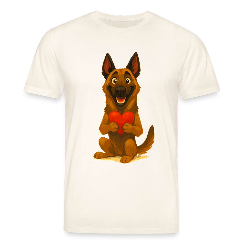 Malinois T-Shirt mit Herz Cartoon – liebevoller Belgischer Schäferhund als Hunde Motiv für Hundeliebhaber und Geschenkideen - Naturweiß