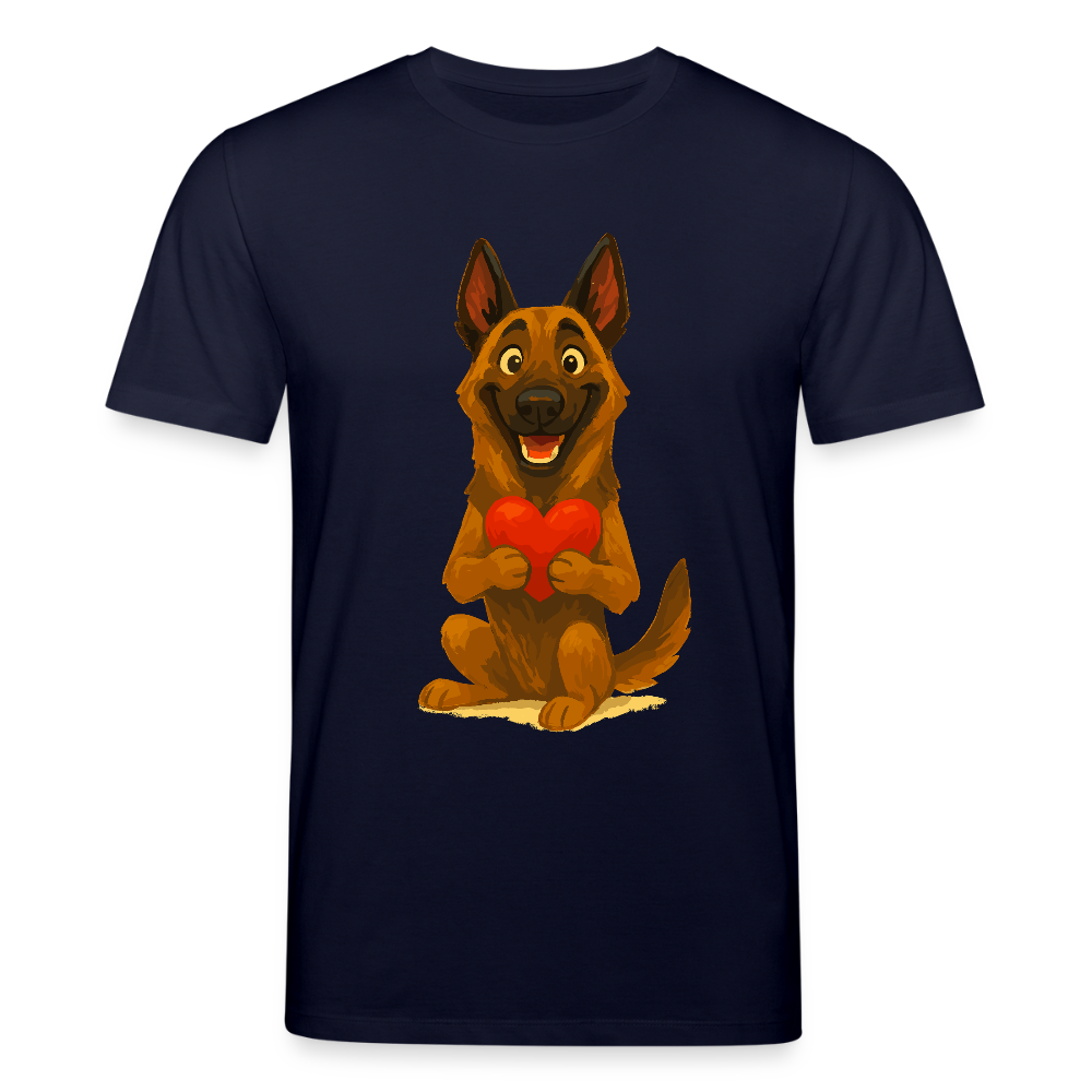 Malinois T-Shirt mit Herz Cartoon – liebevoller Belgischer Schäferhund als Hunde Motiv für Hundeliebhaber und Geschenkideen - Navy