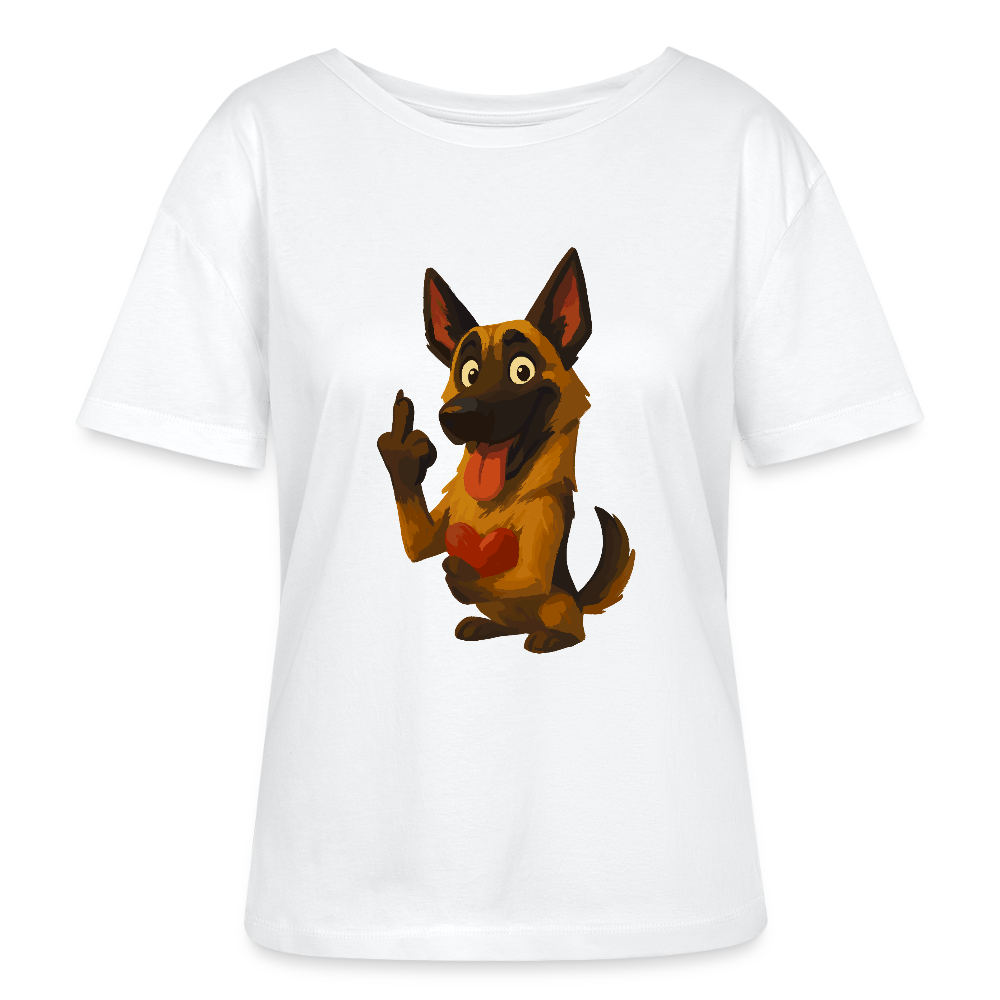 Frecher Malinois Shirt mit Herz – witziges und provokantes Hunde Cartoon Motiv für Hundeliebhaber mit Sinn für Humor - Weiß