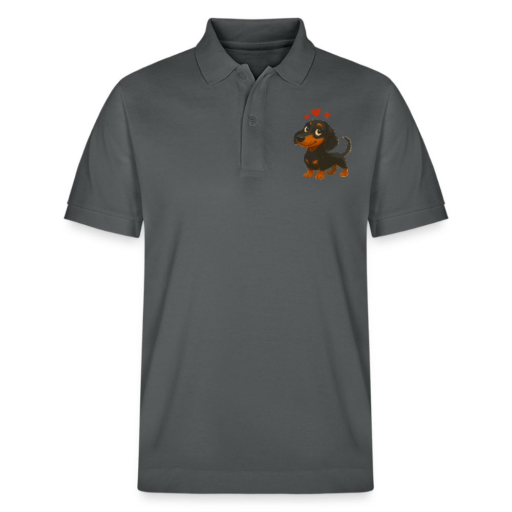 Dackel Poloshirt – Verliebter Cartoon Dachshund | Süßer Hund Pullover Geschenk mit Herzen für Valentinstag & Hundefans - Anthrazit