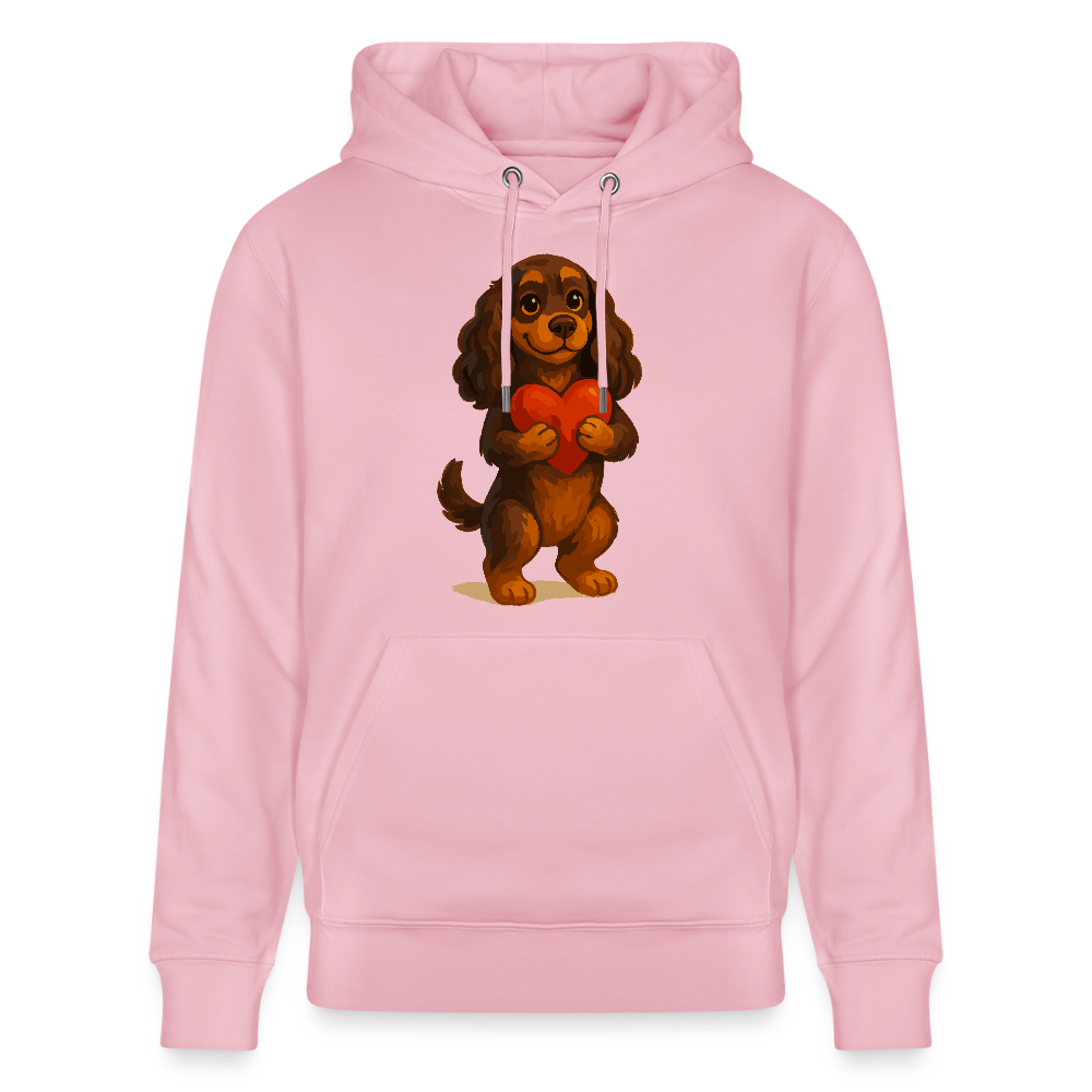 Cocker Spaniel Hoodie mit Herz – Süßer Cartoon Hund, perfektes Motiv für Valentinstag und Hundeliebhaber - Hellrosa