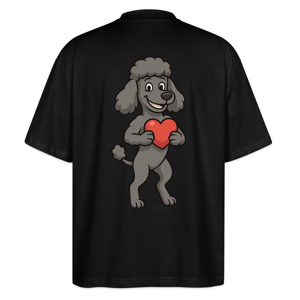 Pudel Oversized mit Herz Cartoon – Liebevolles Hunde Motiv für Valentinstag, Geschenke und Hundeliebhaber - Schwarz