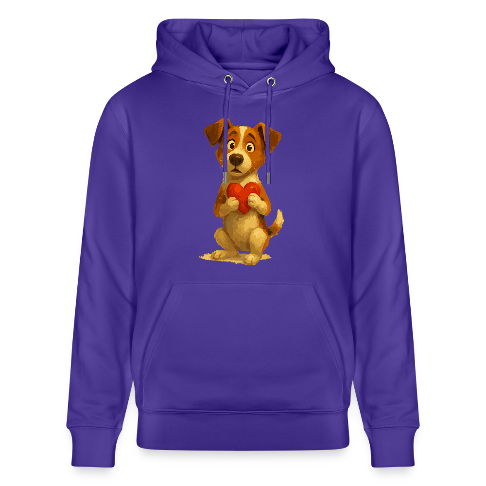 Jack Russell Terrier Hoodie mit Herz – süßes Cartoon Motiv, liebevoller Hund, Geschenkidee für Valentinstag und Hundeliebhaber - Purple Love