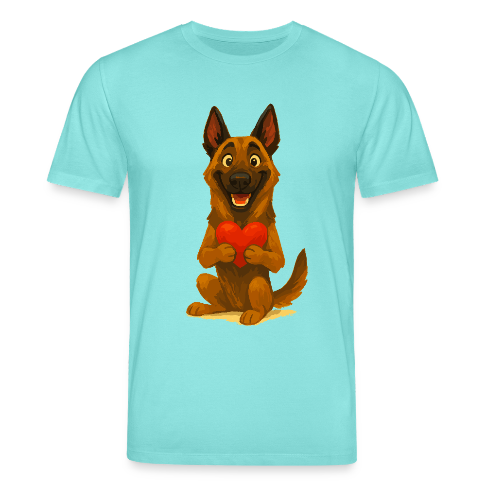 Malinois T-Shirt mit Herz Cartoon – liebevoller Belgischer Schäferhund als Hunde Motiv für Hundeliebhaber und Geschenkideen - Poolblau