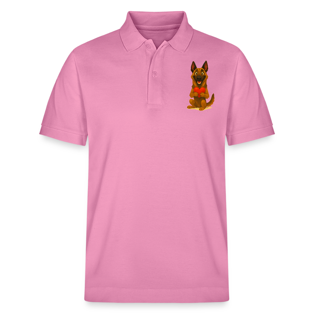Malinois Poloshirt mit Herz Cartoon – liebevoller Belgischer Schäferhund als Hunde Motiv für Hundeliebhaber und Geschenkideen - Blasenrosa