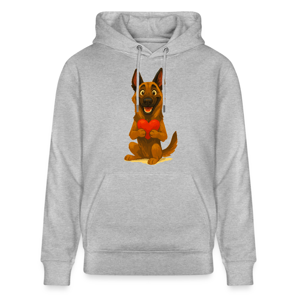 Malinois Hoodie mit Herz Cartoon – liebevoller Belgischer Schäferhund als Hunde Motiv für Hundeliebhaber und Geschenkideen - Grau meliert