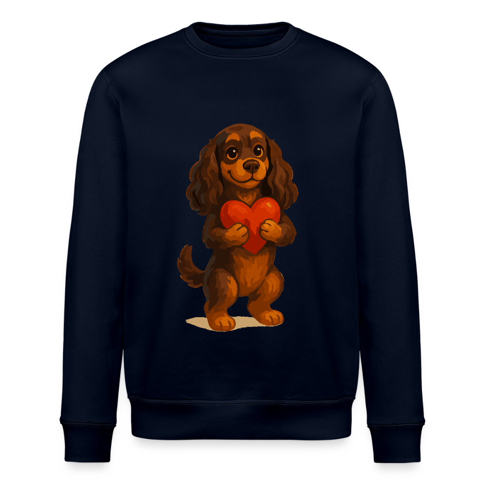 Cocker Spaniel Sweatshirt mit Herz – Süßer Cartoon Hund, perfektes Motiv für Valentinstag und Hundeliebhaber - Navy