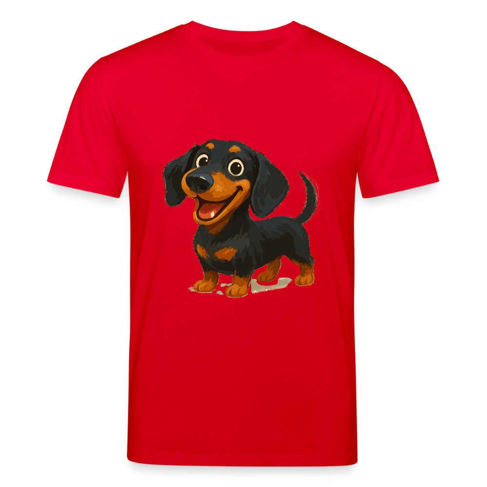 Dackel T-Shirt – Fröhlicher Cartoon Dachshund | Niedlicher Hund Pullover Geschenk für Hundefans - Rot