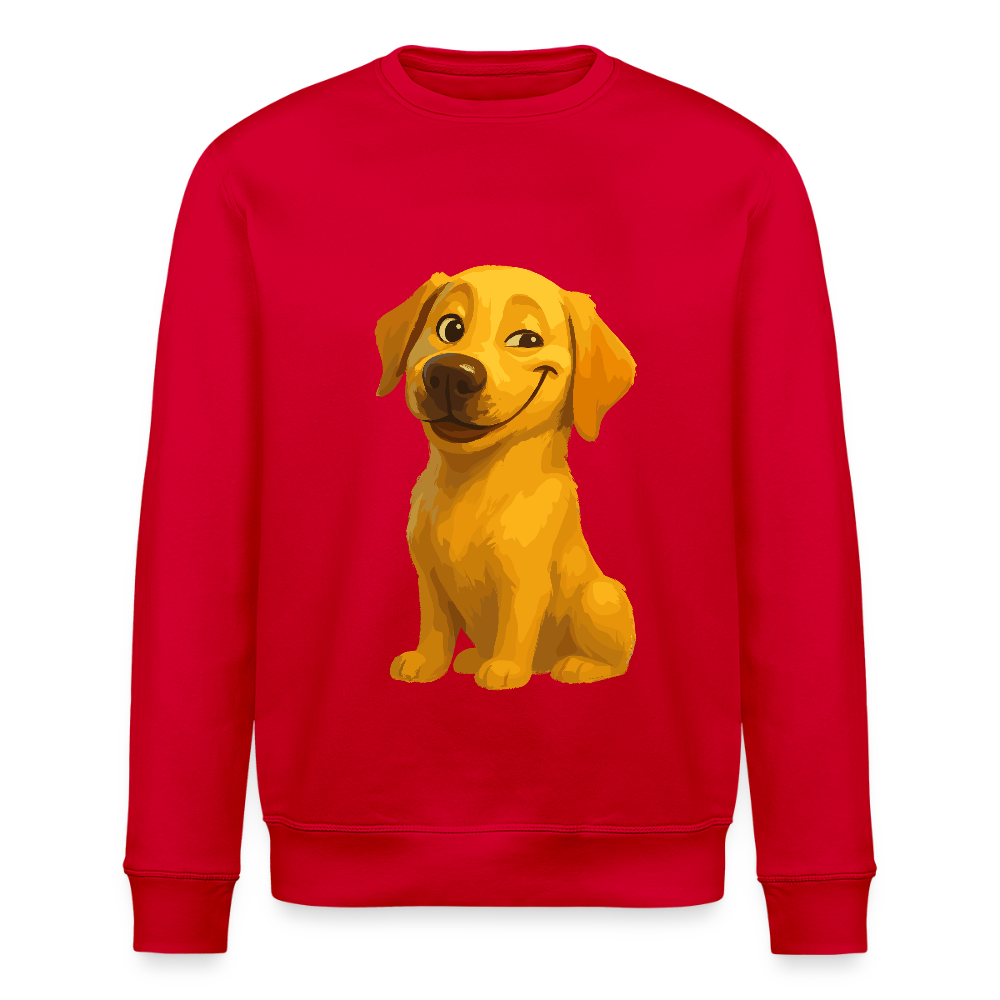 Labrador Sweatshirt – Grinsender Cartoon Hund | Lustiges Geschenk für Hundebesitzer, Hundefans und Labrador-Liebhaber - Rot