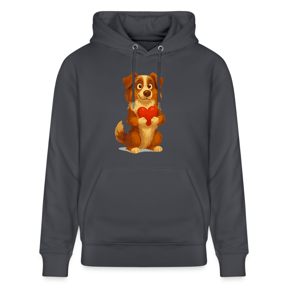 Australian Shepherd Hoodie Süßer Cartoon mit Herz – Liebevolles Hunde Motiv für Valentinstag, Freundschaft und Geschenkideen - Indigoblau