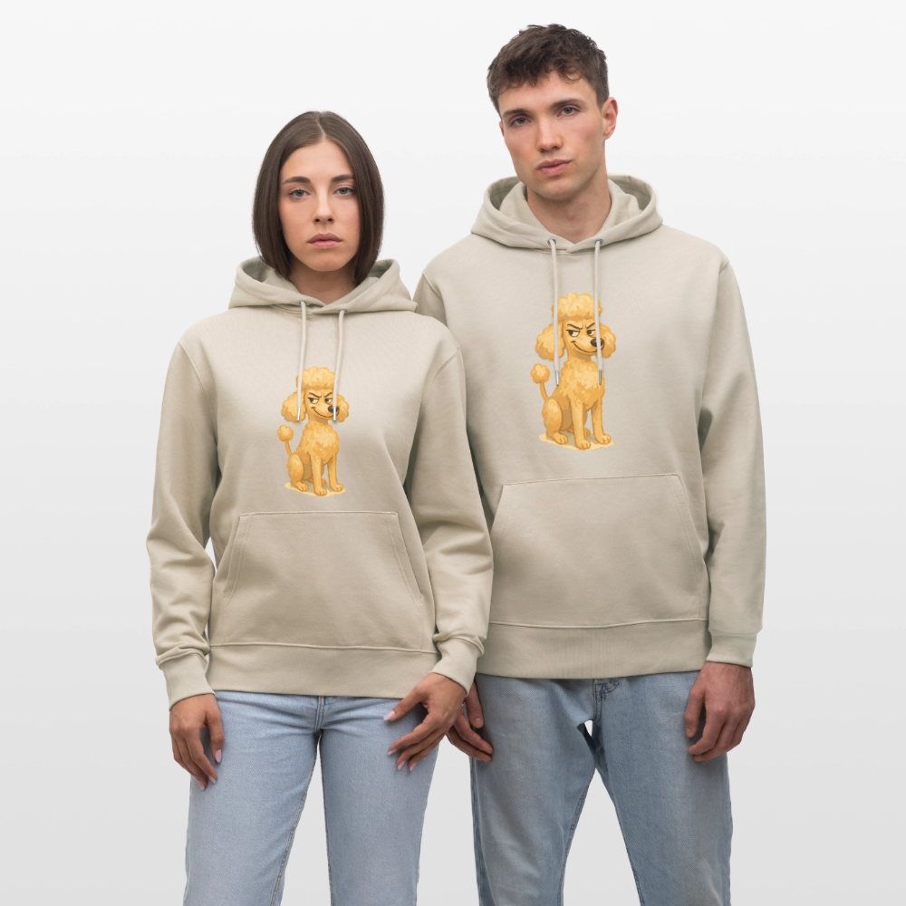 Frecher Pudel Hoodie Cartoon im Malstil – Humorvolles Hundemotiv für Tierfreunde und Geschenkidee für Hundeliebhaber - Beige