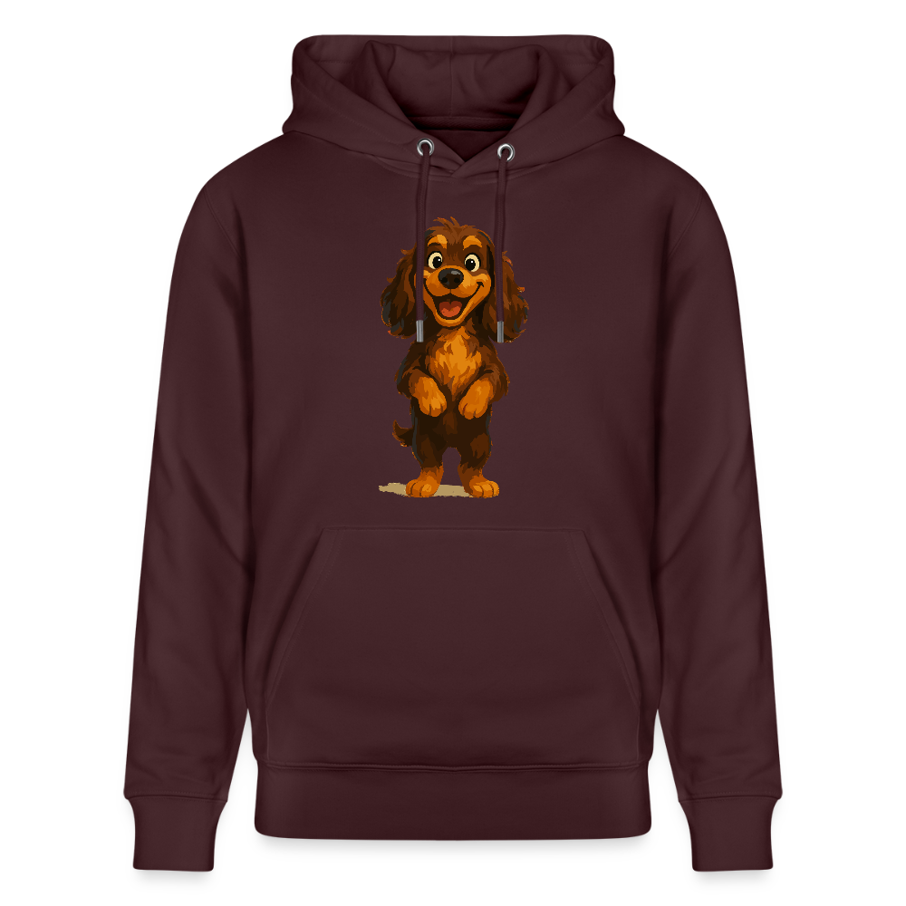 Cocker Spaniel Hoodie breit grinsend – Lustiger Cartoon Hund, fröhliches Motiv für Hundeliebhaber und Tierfreunde - Maroon