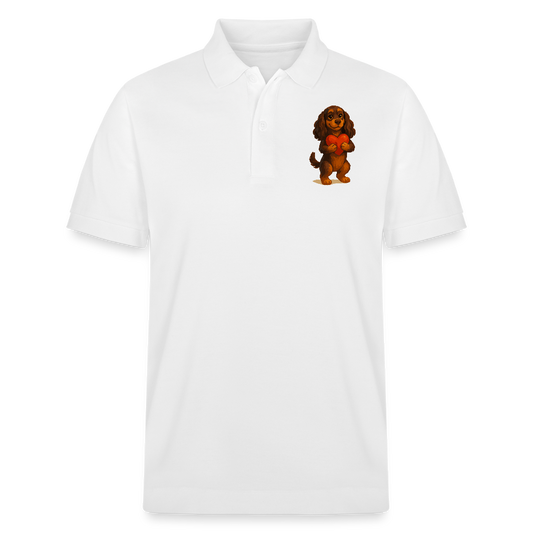 Cocker Spaniel Poloshirt mit Herz – Süßer Cartoon Hund, perfektes Motiv für Valentinstag und Hundeliebhaber - Weiß