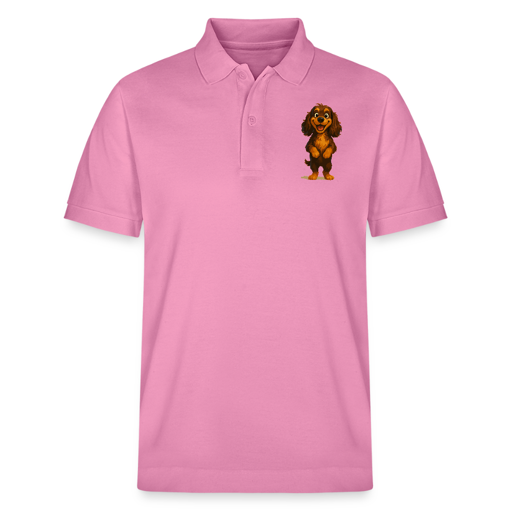 Cocker Spaniel Poloshirt breit grinsend – Lustiger Cartoon Hund, fröhliches Motiv für Hundeliebhaber und Tierfreunde - Blasenrosa