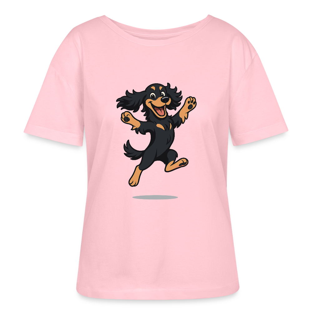 Cocker Spaniel Shirt - fröhlicher hüpfender Cartoon  – lustiges Hundemotiv voller Freude, Geschenkidee für Hundeliebhaber und Tierfreunde - Hellrosa