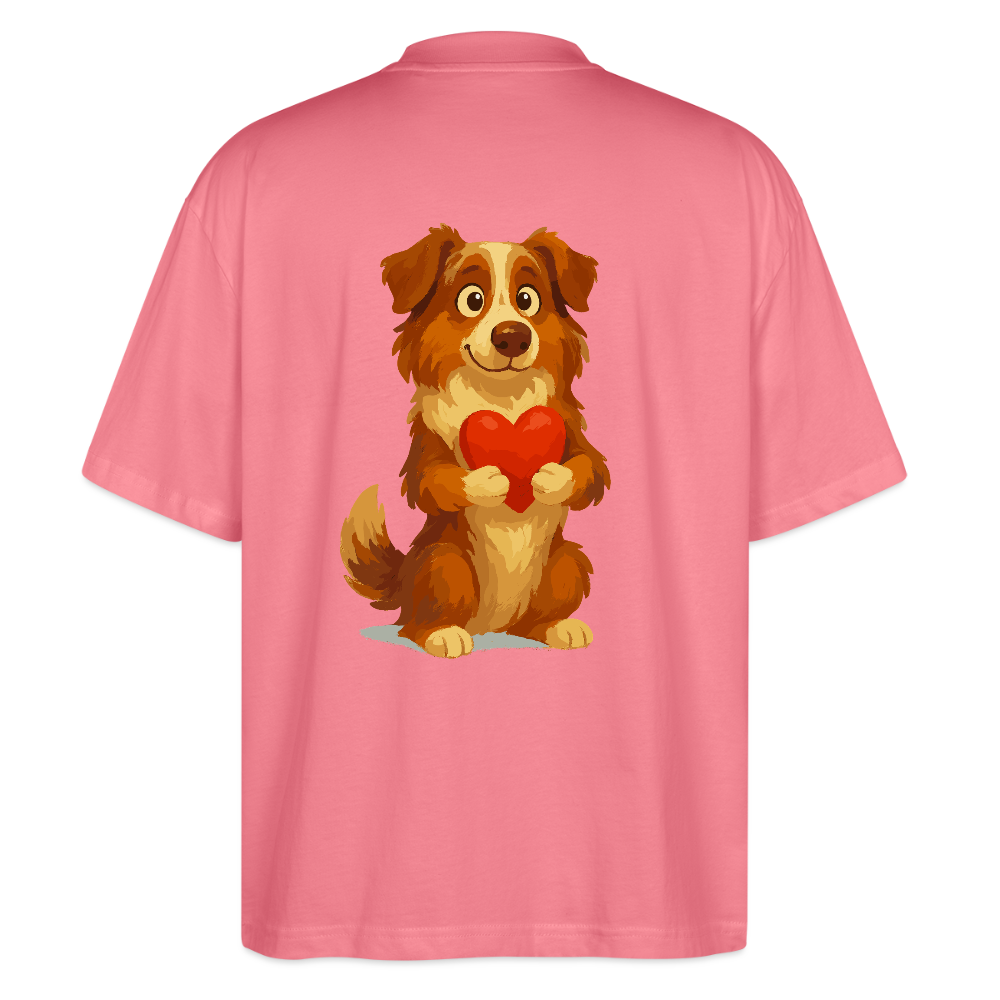 Australian Shepherd Oversized Süßer Cartoon mit Herz – Liebevolles Hunde Motiv für Valentinstag, Freundschaft und Geschenkideen - Pink