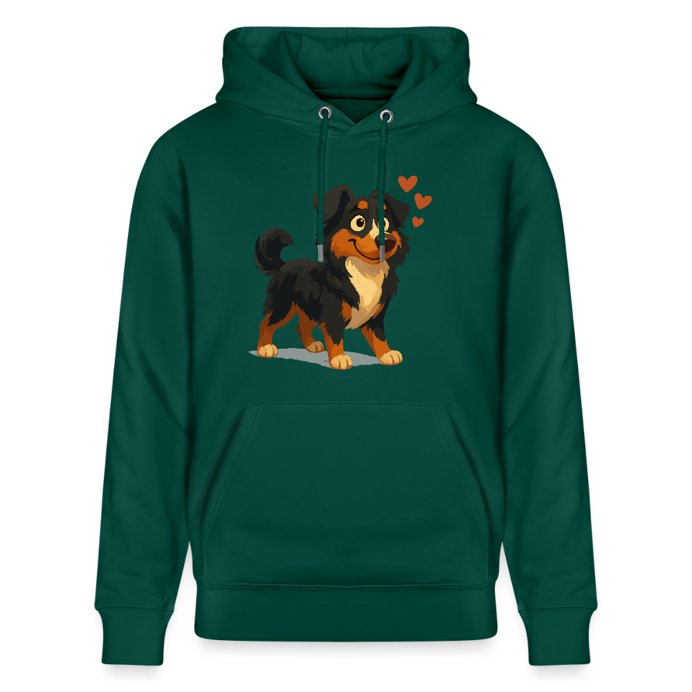 Australian Shepherd Hoodie Verliebter Cartoon mit roten Herzen – Liebevolles Hunde Motiv für Valentinstag, Freundschaft und Geschenkideen - Forest