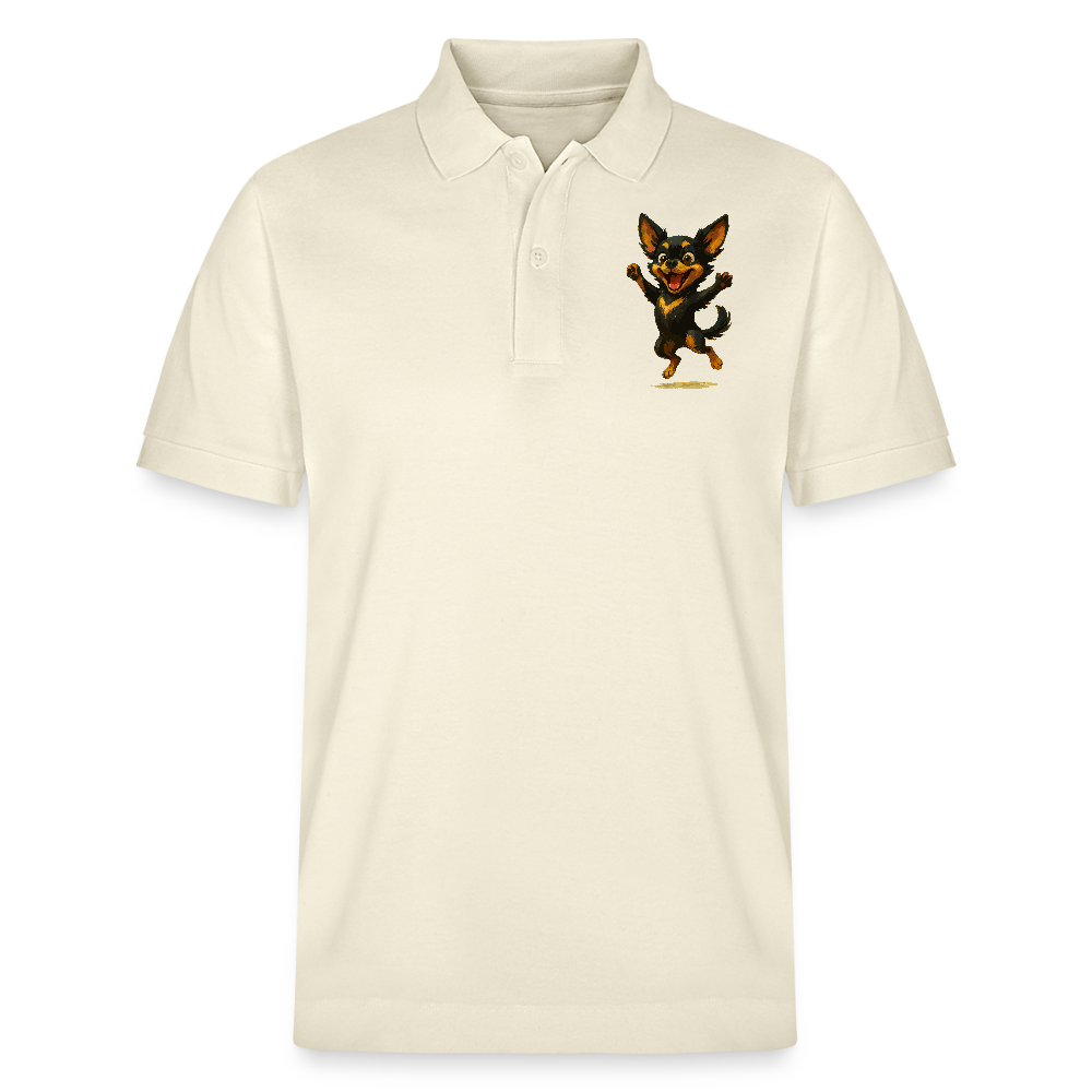 Fröhlicher Chihuahua Cartoon Hund – hüpfendes Tiermotiv voller Lebensfreude, witzige Geschenkidee für Hundefans und Tierfreunde - Weißgrau