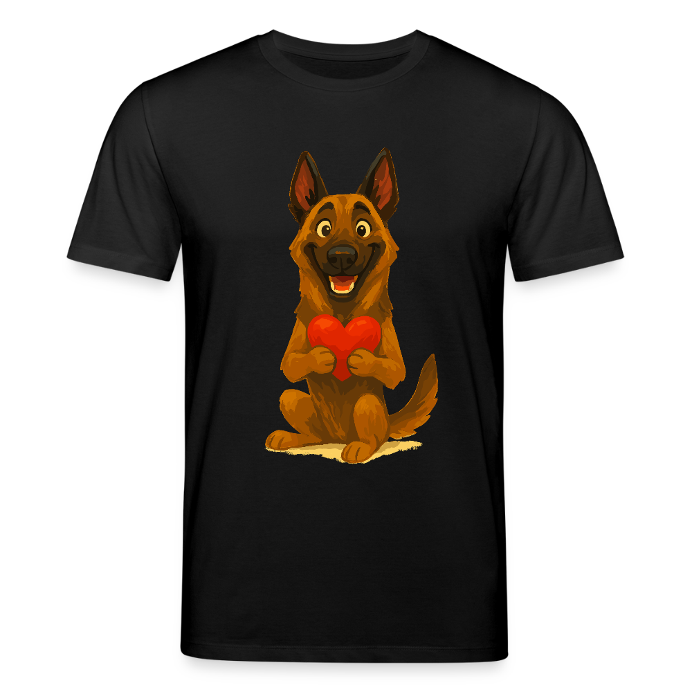 Malinois T-Shirt mit Herz Cartoon – liebevoller Belgischer Schäferhund als Hunde Motiv für Hundeliebhaber und Geschenkideen - Schwarz