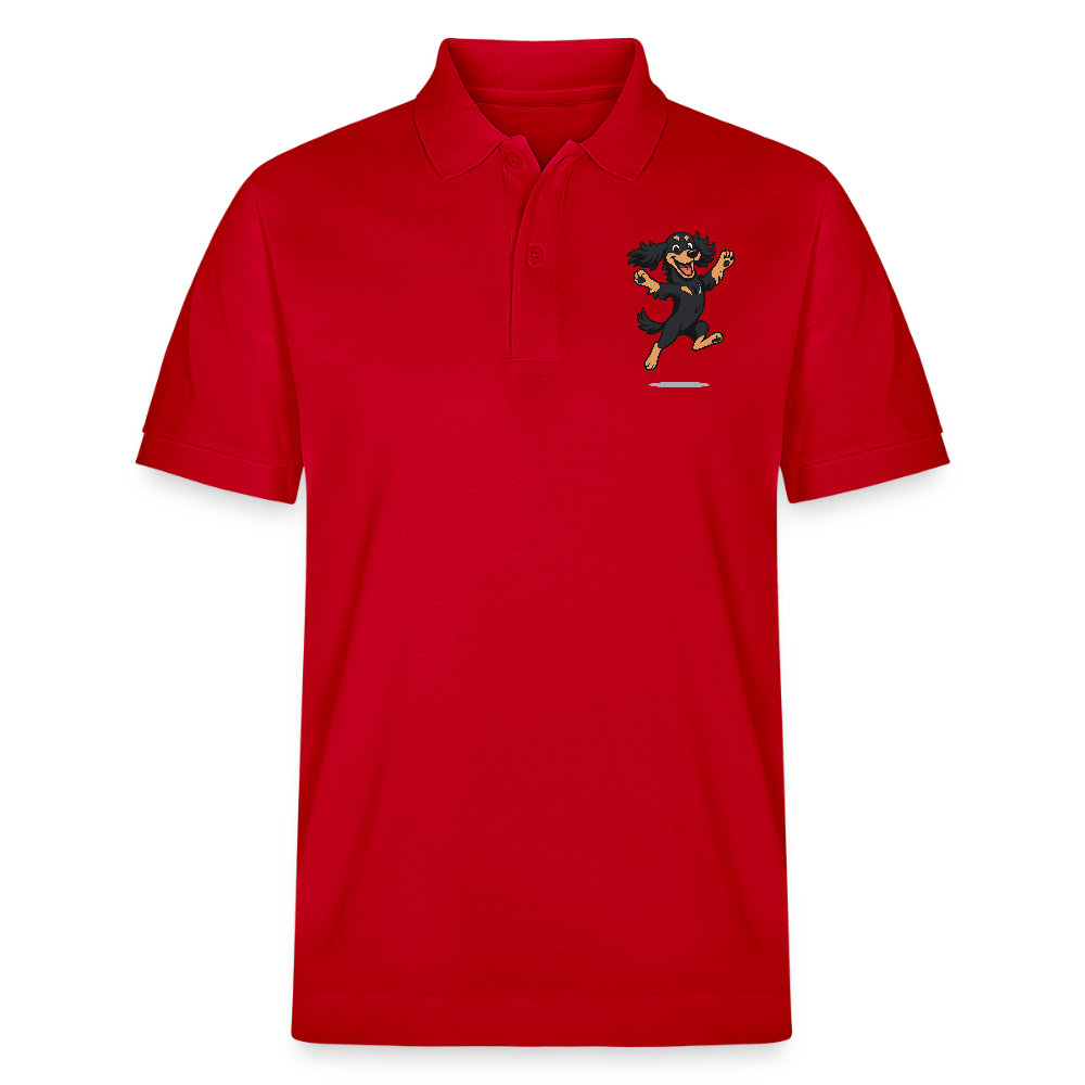 Cocker Spaniel Poloshirt - fröhlicher hüpfender Cartoon  – lustiges Hundemotiv voller Freude, Geschenkidee für Hundeliebhaber und Tierfreunde - Rot