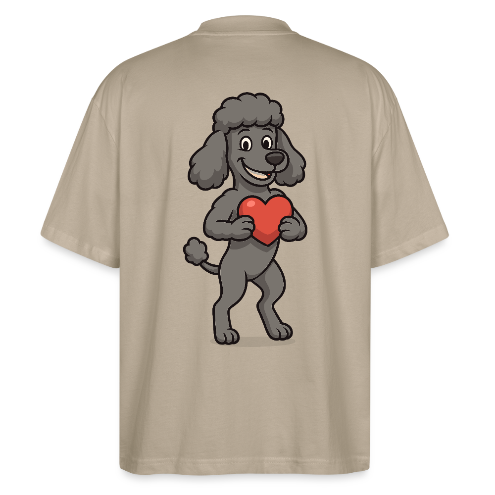 Pudel Oversized mit Herz Cartoon – Liebevolles Hunde Motiv für Valentinstag, Geschenke und Hundeliebhaber - Steingrau