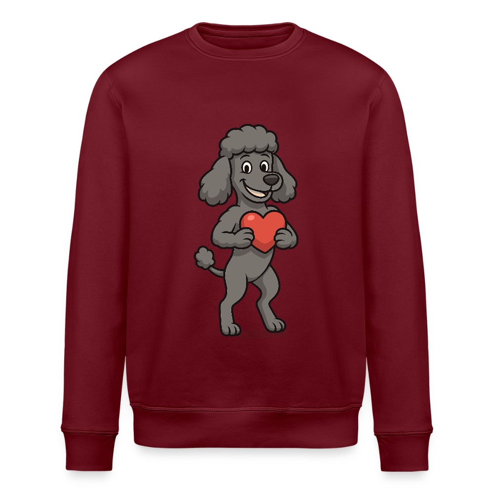 Pudel Sweatshirt mit Herz Cartoon – Liebevolles Hunde Motiv für Valentinstag, Geschenke und Hundeliebhaber - Burgunderrot
