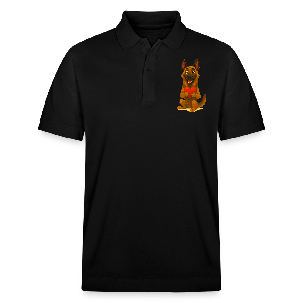 Malinois Poloshirt mit Herz Cartoon – liebevoller Belgischer Schäferhund als Hunde Motiv für Hundeliebhaber und Geschenkideen - Schwarz