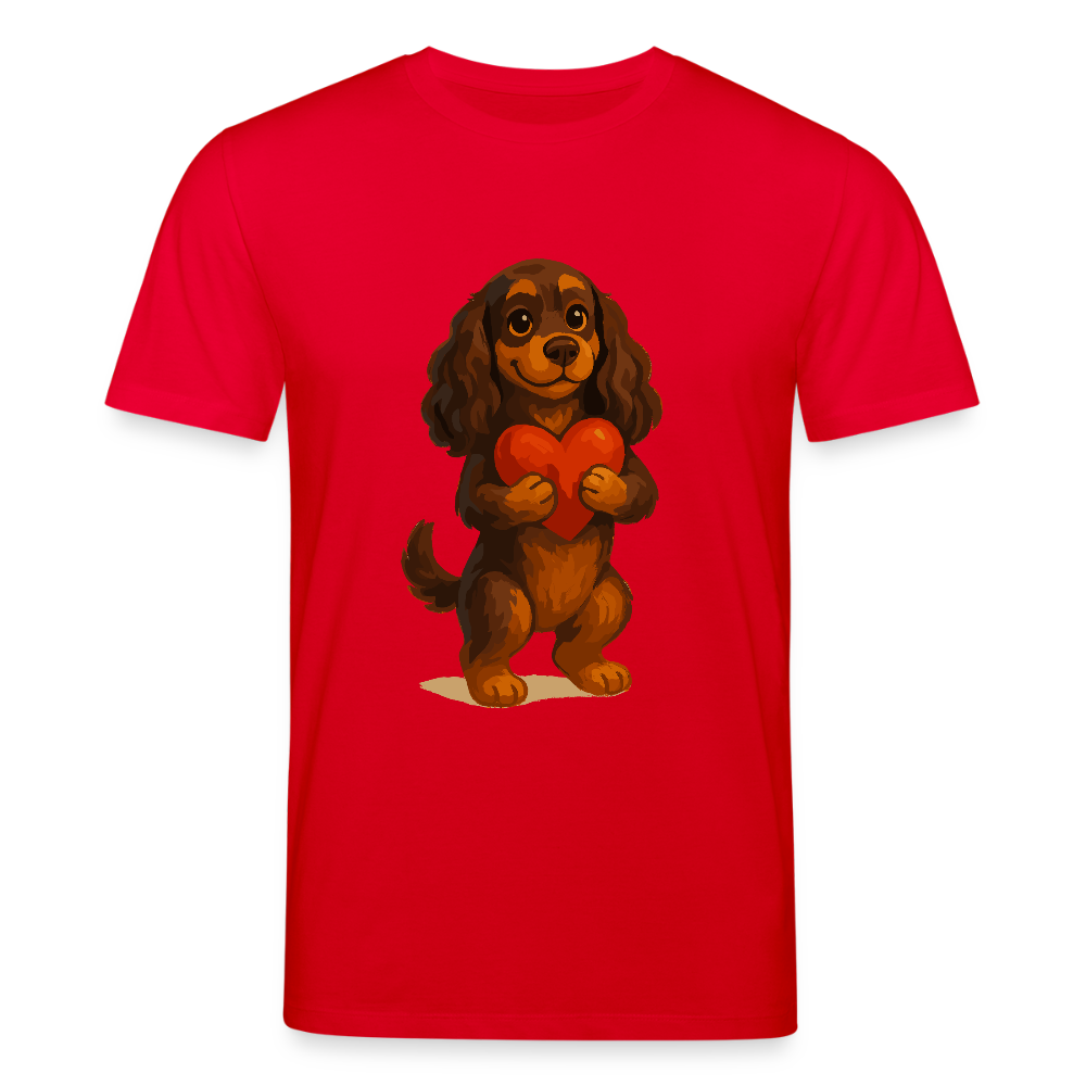 Cocker Spaniel T-Shirt mit Herz – Süßer Cartoon Hund, perfektes Motiv für Valentinstag und Hundeliebhaber - Rot